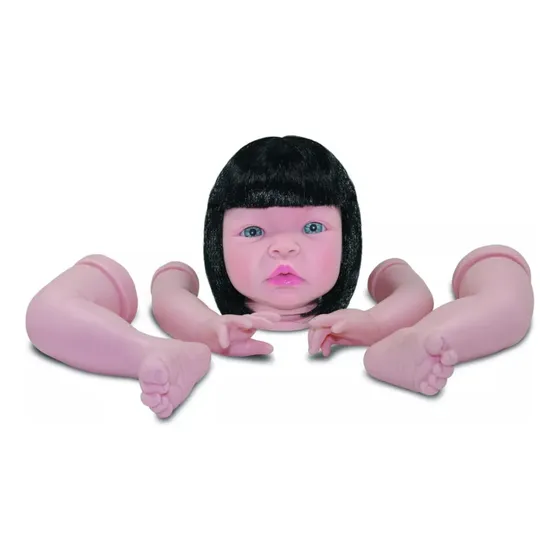 Kit Bebê Boneca Reborn Sid Nyl Baby Kiss Olho E Cabelo Preto