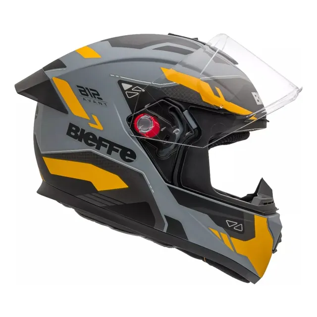 Capacete B-12 Bieffe Avant Cinza Moon Amarelo Fosco Moto