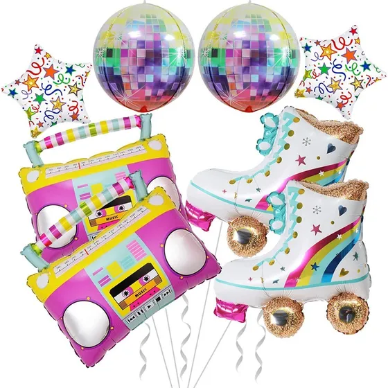 Globos Patín Barbie Fiesta Retro Decoraciones Cumpleaño 8pcs