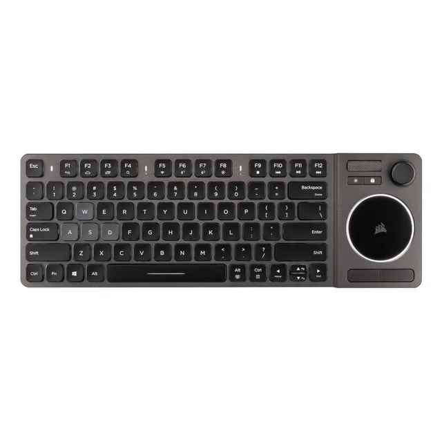 Teclado gamer bluetooth Corsair QWERTY español color negro y gris con luz blanca