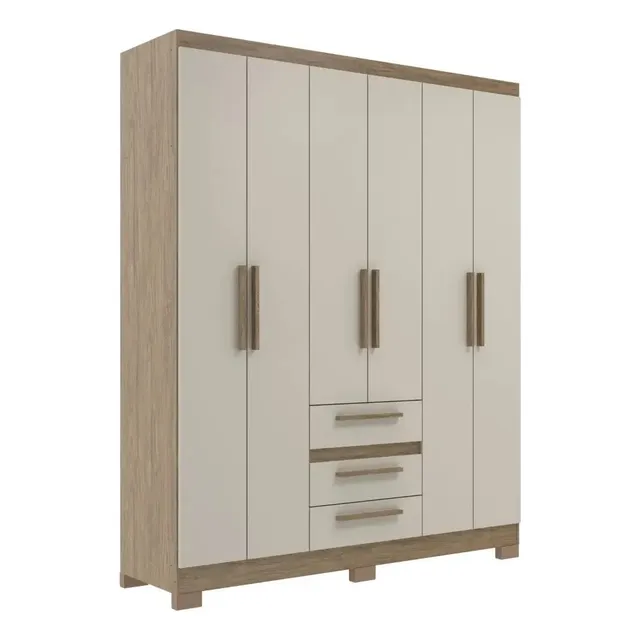 Ropero 6puertas 3 Cajones Wood Cristalo Commodity Commodity