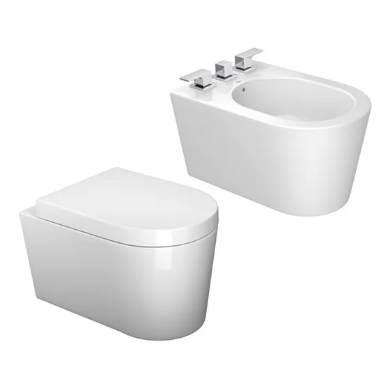 Combo Inodoro Bidet Suspendido Link Deca Colgante Deca Loza