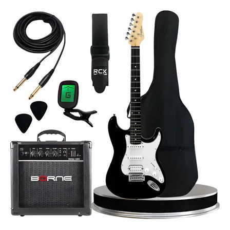 Kit Completo De Guitarra Giannini Amplificador E Acessórios