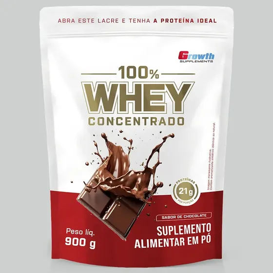 100% Whey Concentrado 900g Growth Supplements Chocolate
