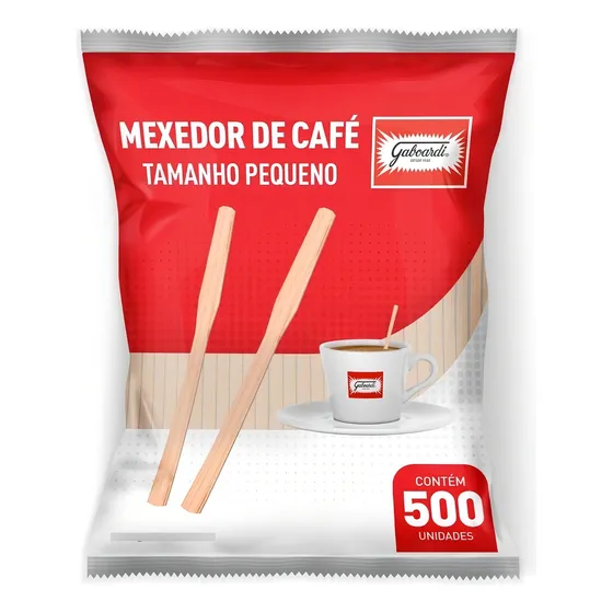 Gaboardi Mexedor Madeira 9cm Café Curto - 500 Unidades Biodegradável