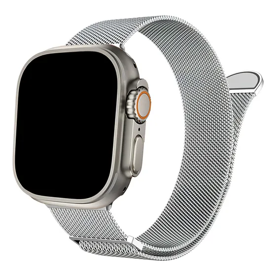 Correa de Acero Inoxidable Magnética para Apple Watch 44 - 45 - 46 & Ultra 49 MM - Color Plateado Marca Cellbox