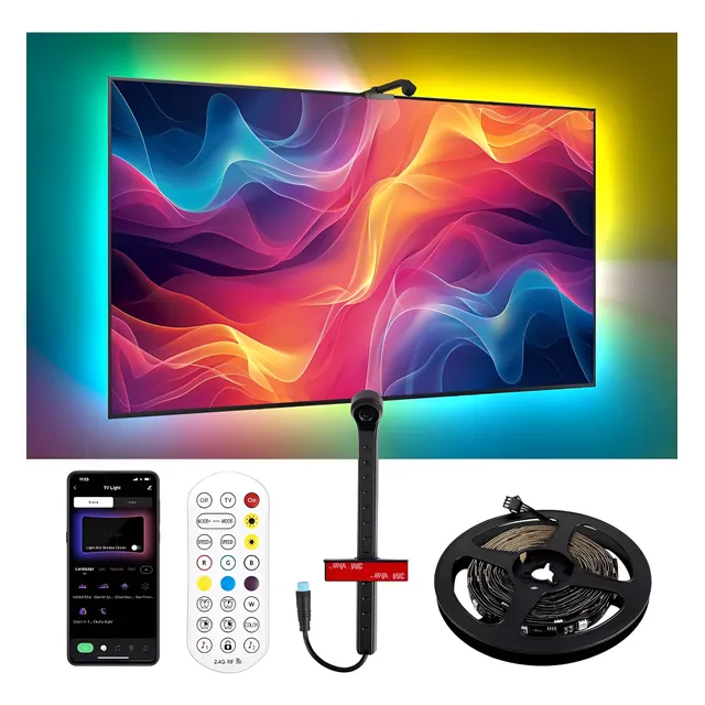 Tira De Led Rgbic Inteligente Ambilight Con Camara Para Tv 3.8m/ 55 Pulgadas