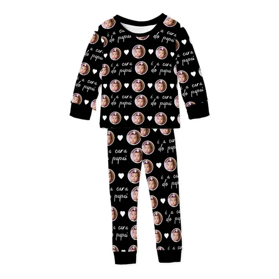 Pijama Inverno De Malha Personalizado Com Foto Cara Do Papai