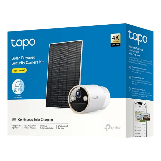 Camara Tp-link Tapo C460 4k 8mp Recargable Panel Solar Kit