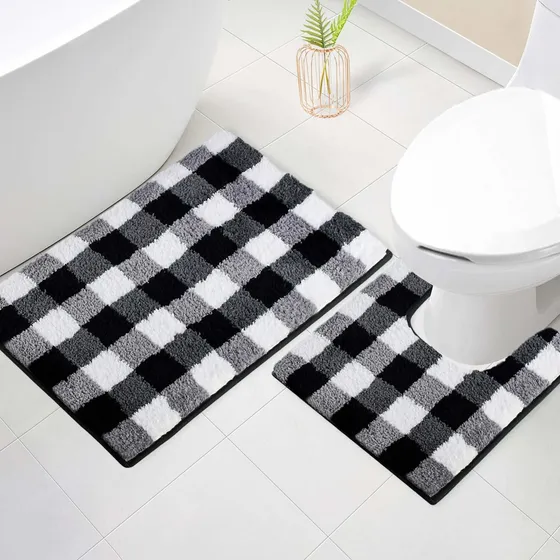Alfombra Tapete Baño Cuadro 2 Pieza Antideslizante U X