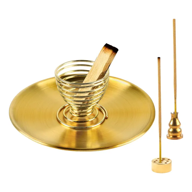 Quemador Incienso 4 1 Soporte Palo Santo Salvia Laton 5.5 