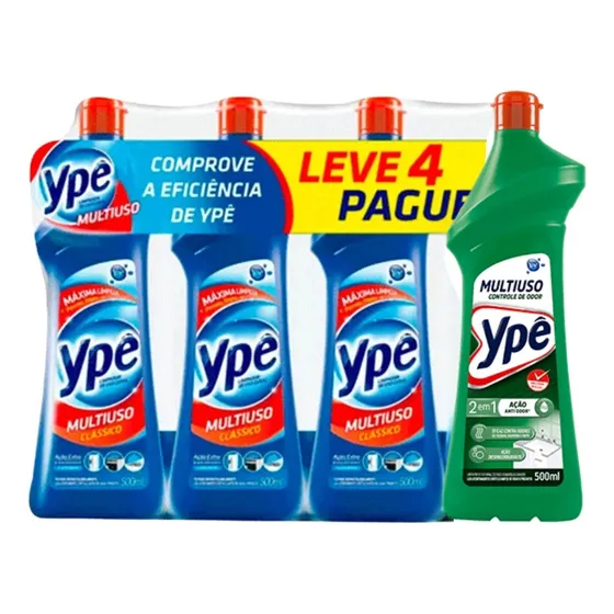 Limpador Multiuso 2 Em 1 Ypê 500ml Pack 4 Unidades