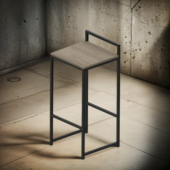 Banqueta Silla Alta De Hierro Y Madera Para Barra 38x38 Cm
