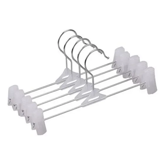 Perchas De Metal Con Broche Pollera Pantalón 28 Cm Pack X10 Color Blanco