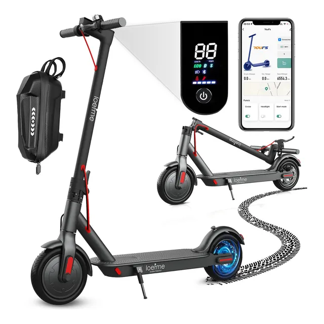 Scooter Electrico Patín Plegable For Adults 001 Loefme 10.4ah 600w 35 Km/h With Light Led Y Bt App Color Black