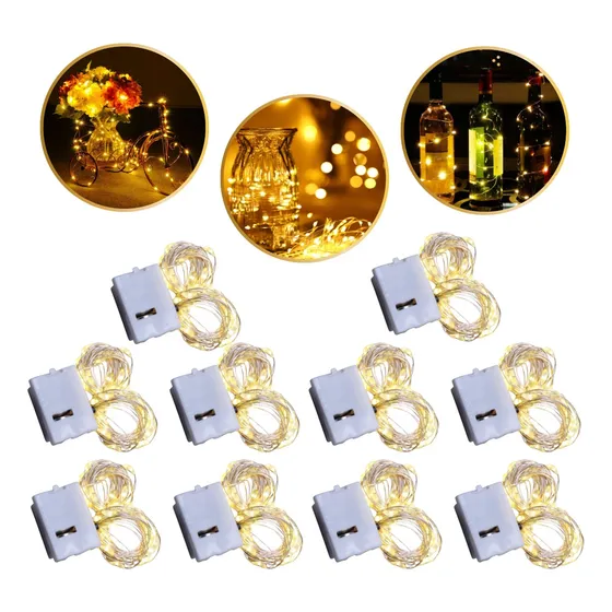 Kit 10 Cordão De Luz Fio De Fada Led Decoração Natal E Festa
