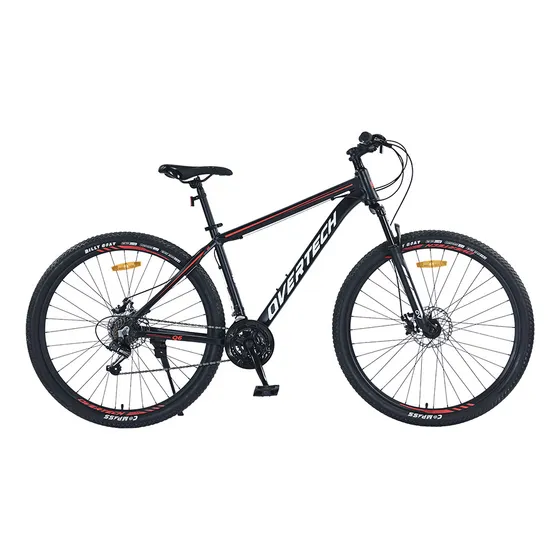 Bicicleta Mtb Overtech Q6 R29 Aluminio , 21V con Shimano , Freno a Disco, Con Suspensión , Color Negro/Rojo/Blanco, Tamaño del cuadro M