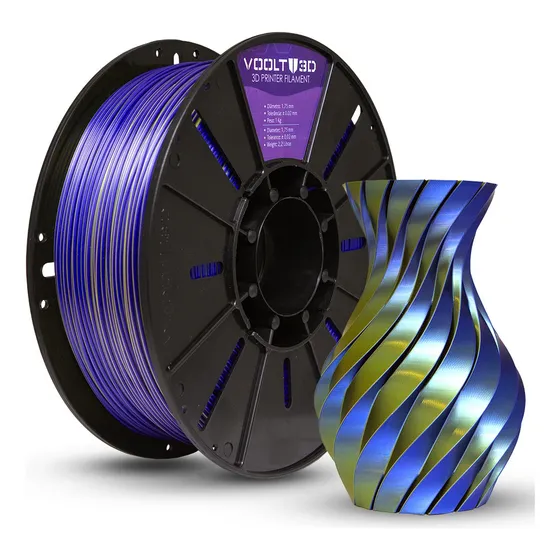 Voolt3D filamento impressão 3d 1kg x 1.75mm cor azul safira e dourado