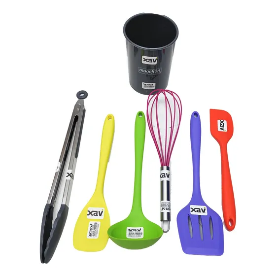 7 Utensilios Cocina Chef Nylon Acero Multiuso Magefesa 10067
