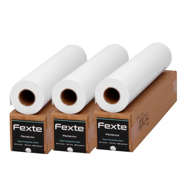 Papel Fotográfico 3 Rollos 24'' X30 Mtrs Satín 260 Grs Fexte