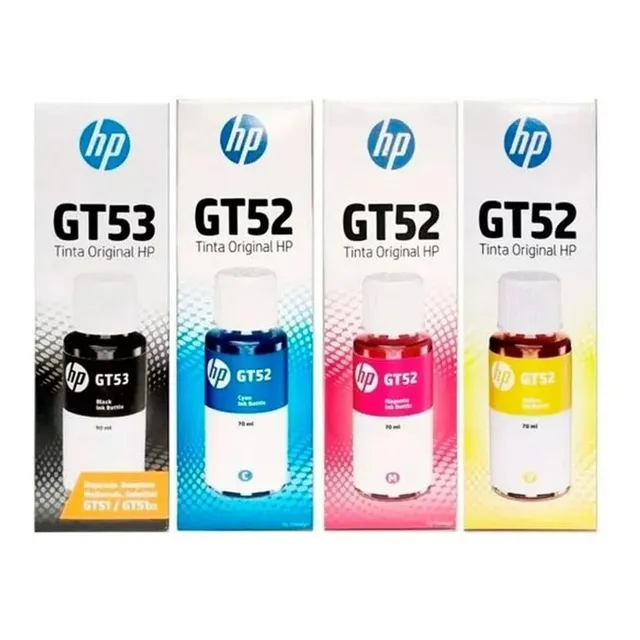Kit Pack De 4 Botellas Tinta Hp Gt52 + Gt53 Gt 5810 5820