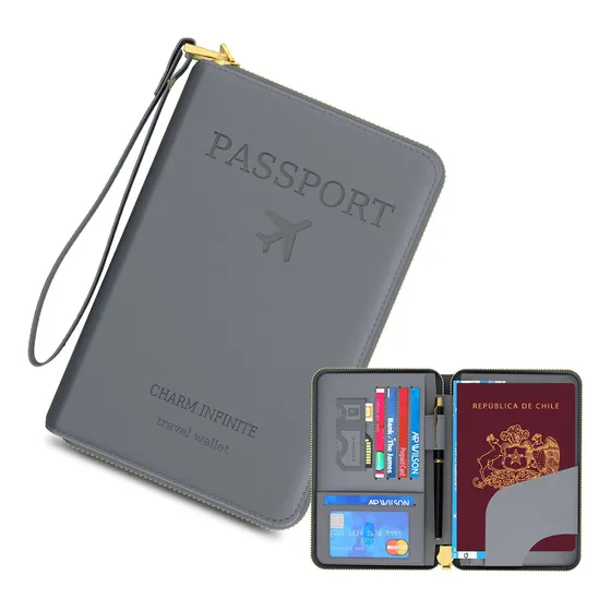 Porta Pasaporte Documentos Funda Protectora Viaje Con Rfid