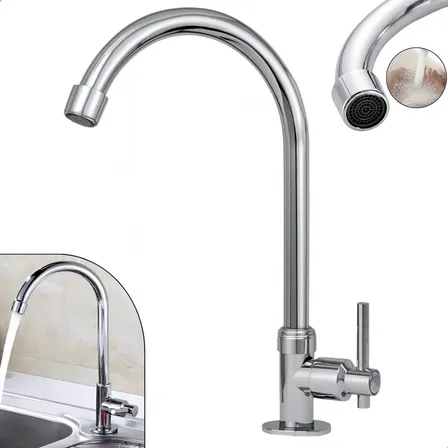 Torneira Lavatório Bancada 1/4 De Volta Arejador Bica Móvel Cuba E Pia Banheiro 100% Metal Aço Inox Cromado - Softinox