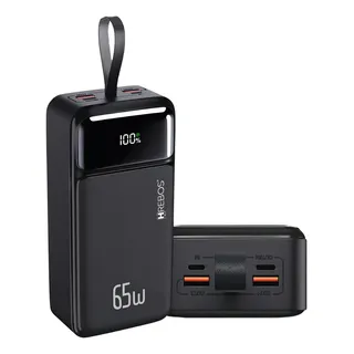 Power Bank Turbo 65w Hrebos 30000mah Com Display Digital Cor Preto