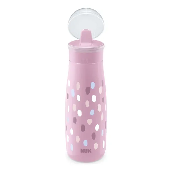 Vaso Botella Antiderrame Nuk Mini-me Flip 450ml + 12m 2 En 1 Color Rosa Lisa