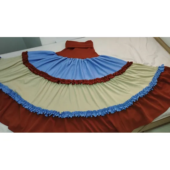 Falda Baile Flamenco Con Body Azul
