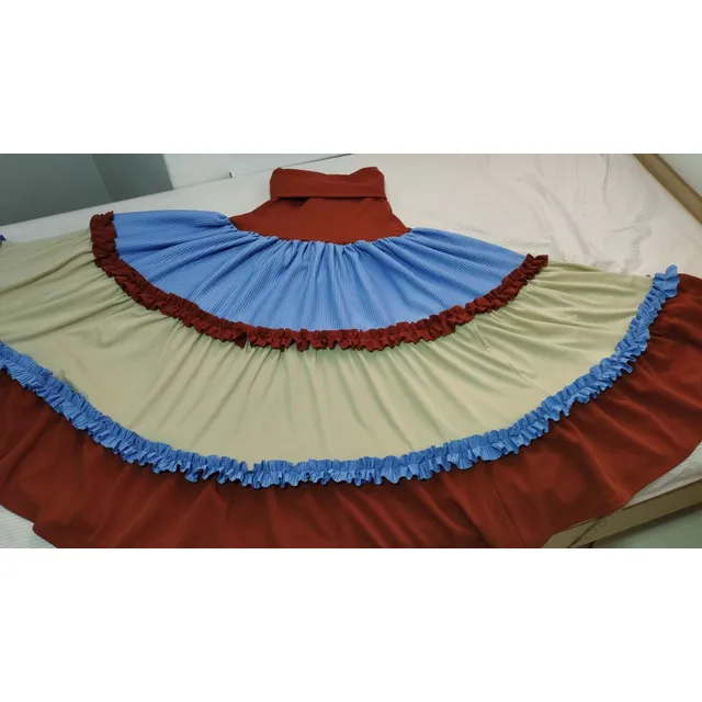 Falda Baile Flamenco Con Body Azul