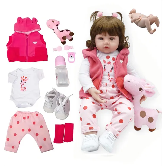 Brastoy Bebê Reborn Bonecas Realista de silicone menina 48 cm