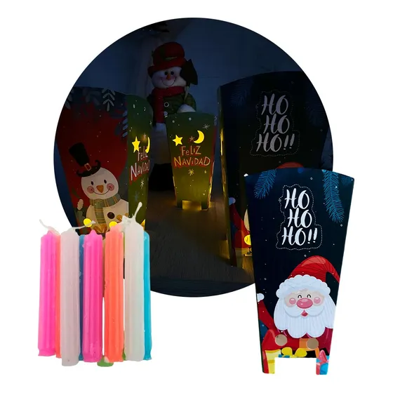 Faroles Navideños X10 Velas Farol Armables Decoración Nvx10