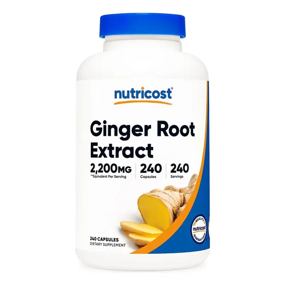 Nutricost Ginger Root Extract 2200 Mg Jengibre 240 Cápsulas Sabor Sin Sabor