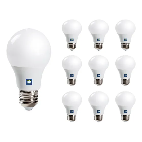 Kit 10 Lâmpada Bulbo Led 9w Amarela 3000k 127/220V Soquete E27