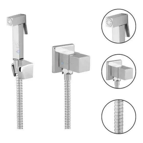 Ducha Higiênica Quadrada Cromada Prateada Padrão Deca Completa Nitro Metais
