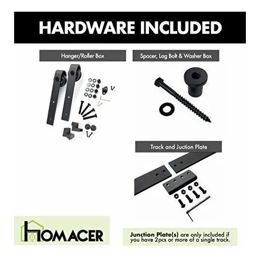 Homacer Sliding Barn Door Hardware Standard Double Kit