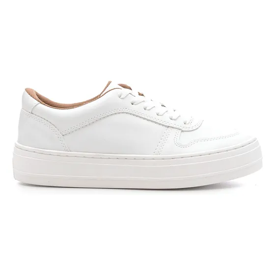 Tênis Feminino Casual Branco Sola Reta Confortável Retro 