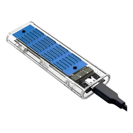 Cofre Ssd M2 Nvme Transparente Con Disipador Usb-c & Usb-3 Azul
