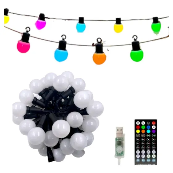 Luces Led 20 Focos Vintage Multicolor Grande Control Esfera