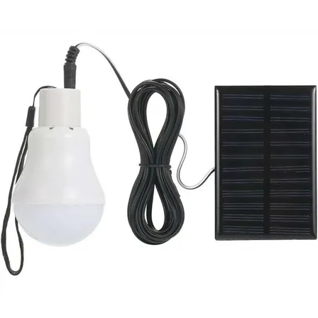 Lampara Ampolleta Led 800mah + Panel Solar Camping Portátil Color Blanco-003229
