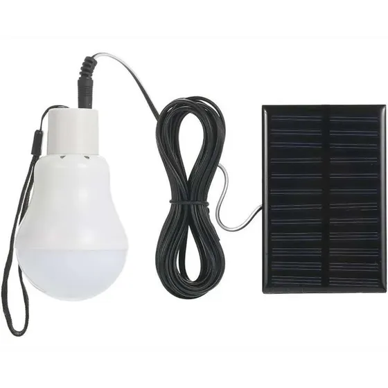 Lampara Ampolleta Led 800mah + Panel Solar Camping Portátil Color Blanco-003229