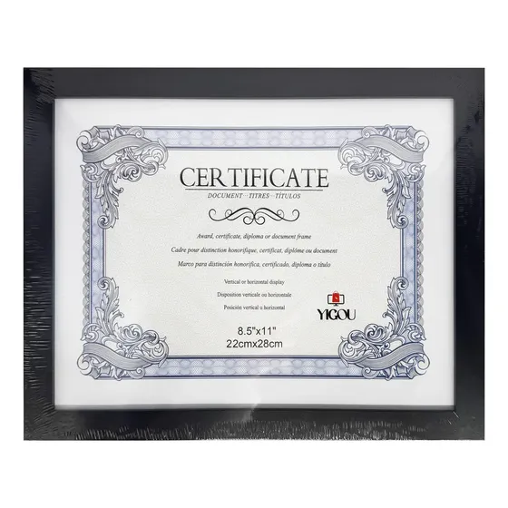 Marco Para Diploma Certificado Documento Título 22x28cm Color Negro