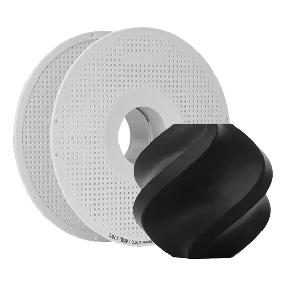 Filamento Petg Hf Negro Con Bobina Reutilizable De Bambú Para Laboratorio
