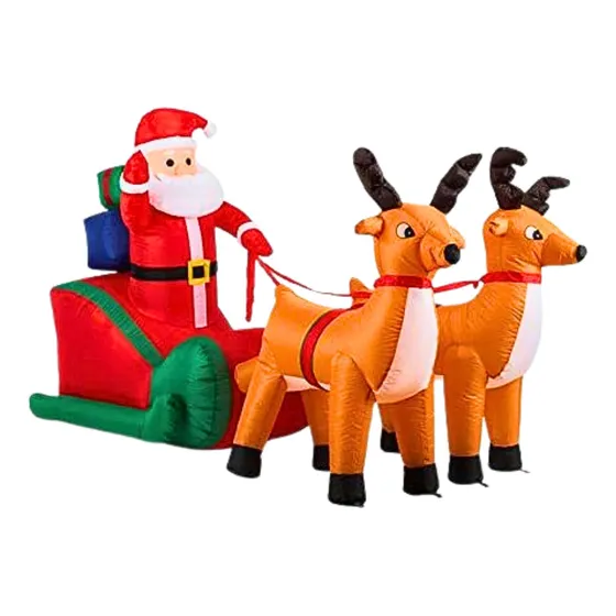 Inflable De Santa Claus Trineo/reno Luces Led Jardín.!!