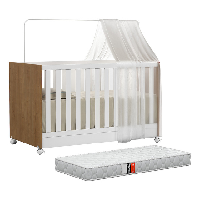 Mini Berço Vira Cama 1344 Americano Com Colchão Infantil RodÃzios E Grade Proteção RemovÃv... Mini Berço Vira Cama 1344 Americano Com Colchão Infantil RodÃzios E Grade Proteção RemovÃv...