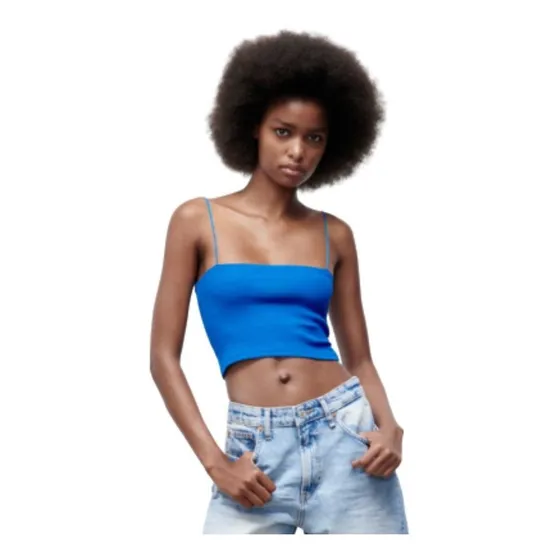 Top Zara Talla L Azul Y Fucsia Nuevos