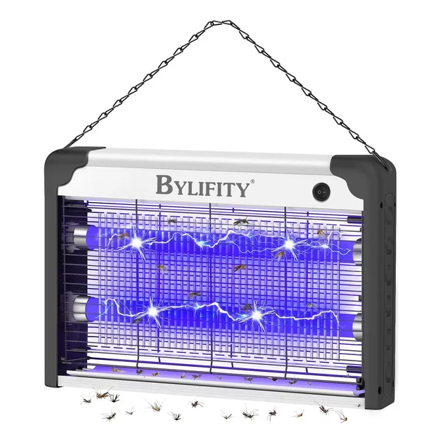 Bylifity® G5487X 20w Lámpara Mata Mosquitos Eléctrico Uv Luz Potent Matamoscas Mata Insectos Eléctrico Mata Insectos De Interior Para Mosquitos Insectos Mosquitos Y Otros Color Blanco
