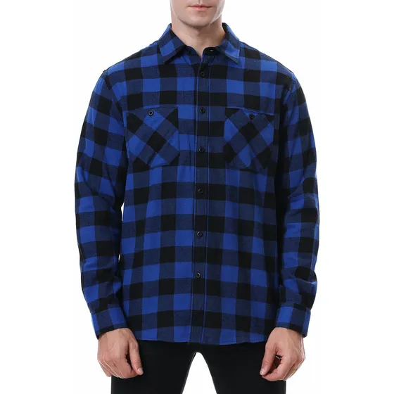 Blusa Xadrez Casual Masculina Com Estampa Xadrez, Bolso, Man