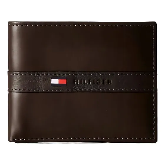 Billetera Tommy Hilfiger  Diseño Liso Color Brown De Cuero Brown Liso